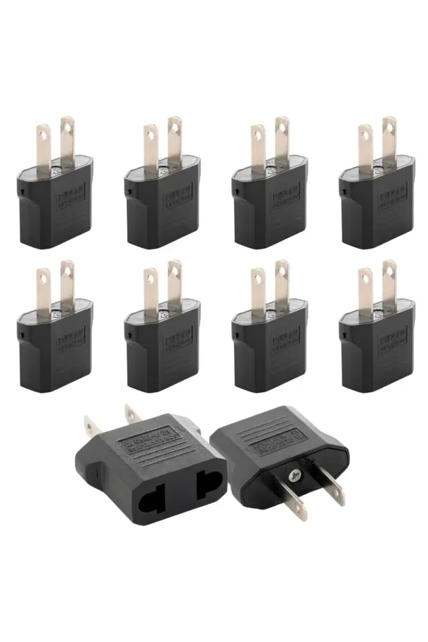 10 Adet Avrupa Amerikan Priz Dönüştürücü Türk Amerikan Fiş Adaptörü Fiş Çevirici 2 Pinli Uç Abd Plug Siyah