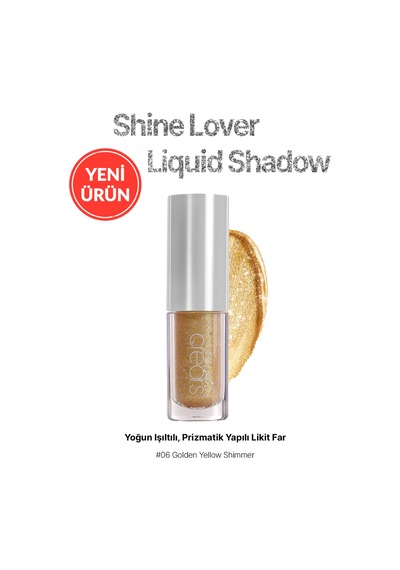 Cre'ars Yoğun Işıltılı Prizmatik Yapılı Likit Far Shine Lover Liquid Shadow 06 Golden Yellow Shimmer