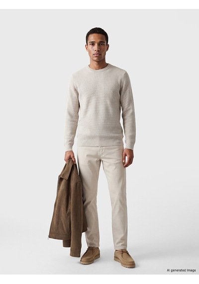 Lcw Vision Bej Regular Fit Bisiklet Yaka Erkek Triko Kazak