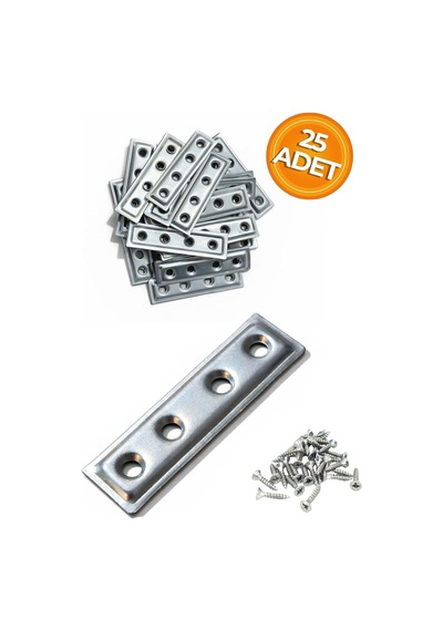 Düz Demir Gönye Köşebent, Metal Lama Montaj Demiri, Mobilya Dolap Raf Masa Köşe Bağlantı Aparatı, 16x60mm, 25 A Diğer