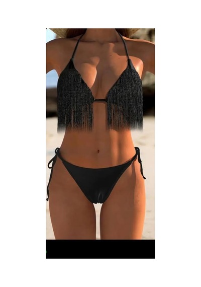 Nisanurtekstil 3'lü Bikini Takımı Siyah Siyah