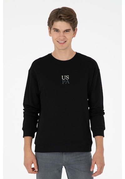 U.S. Polo Assn. Erkek Comfort Fit Bisiklet Yaka Siyah Basic Sweatshirt 50293420-VR046