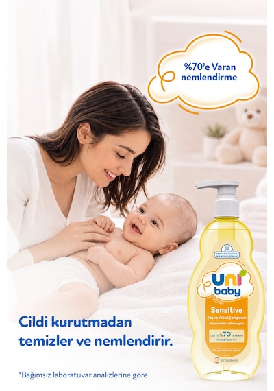 Uni Baby Sensitive Saç Ve Vücut Şampuanı 900 ML 3'lü