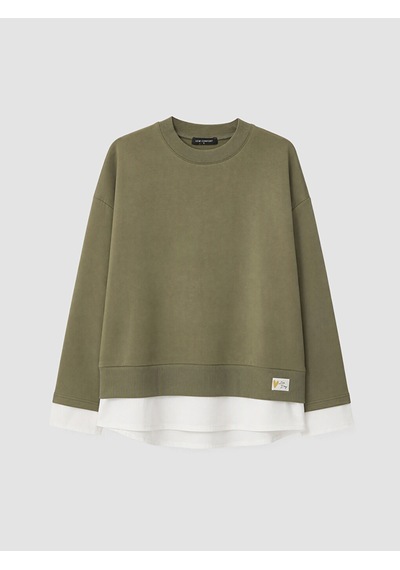 Lcw Comfort Haki Bisiklet Yaka Oversize Kadın Sweatshirt