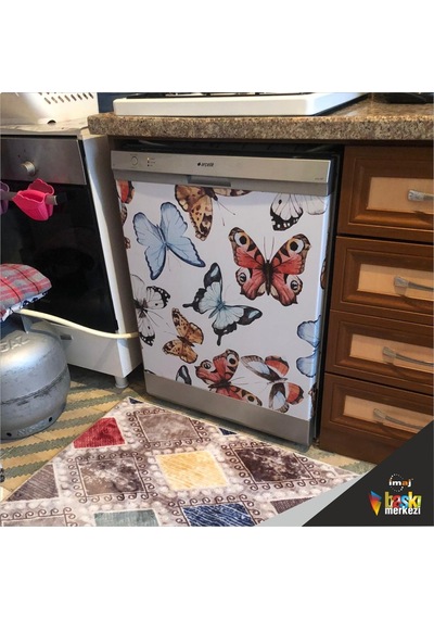 Buzdolabı Ve Bulaşık Makinesi Kapak Sticker Kelebek Folyo