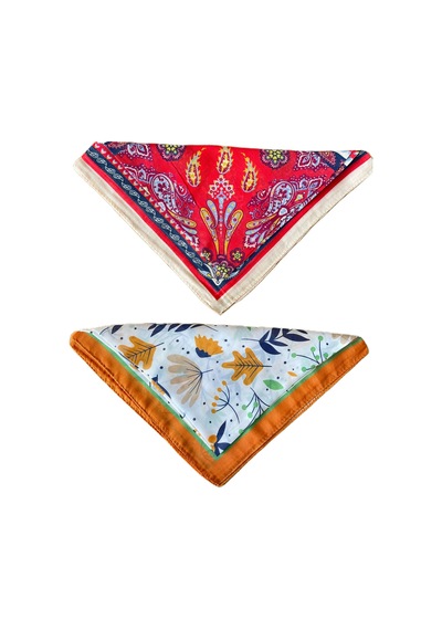 2 Li Pamuklu Bandana Seti Özel Desen Bandana Fular Çanta Aksesuarı Bandana 45x50 Cm Gülkurusu