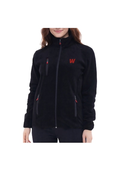Walke Premium Kadın Tam Cepli Fermuarlı Outdoor Spor Polar Ceket Siyah