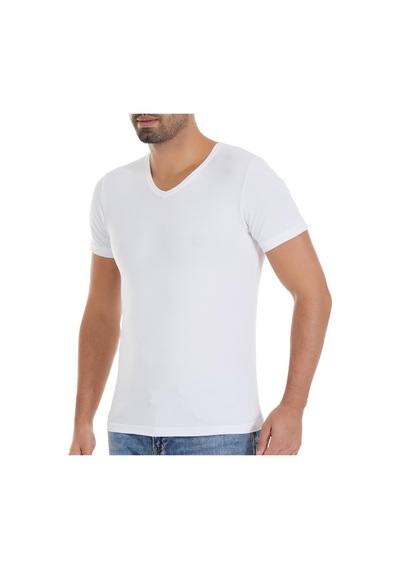 Yıldız Erkek Modal V Yaka T-şhirt Fanila Beyaz 150 001