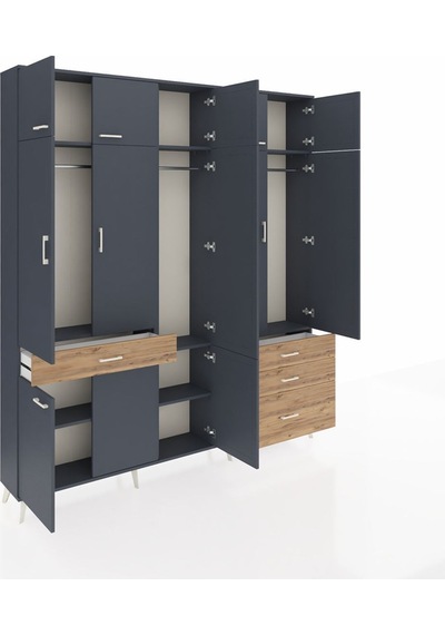 Arges Dolap 8 Raflı 4 Çekmeceli 3 Askılı 220x30x243 Antrasit-antrasit/çam Antrasıt/atlas Çam Arges Dolap 8 Raflı 4 Çekmeceli 3 Askılı 220x30x243 Antrasit-antrasit/çam Antrasıt/atlas Çam