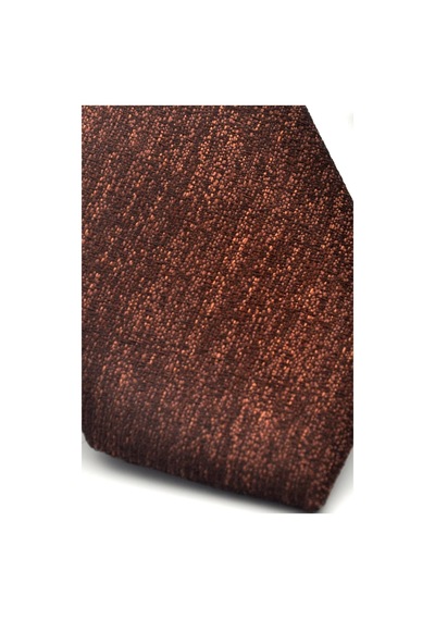 Gaffy Bej Kırcıllı Desenli Koyu Kahverengi Dokuma Kumaş Mendilli Slim Fit Kravat // Sdk-2501-6 Koyu Kahverengi