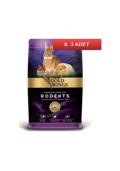 Gold Wings Premium Kemirgen Yemi 1 Kg X 3 Paket