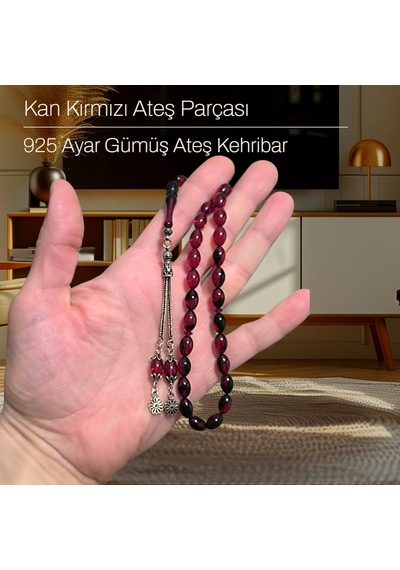 Fy Doğaltaş 925 Ayar Saf Gümüş Ateş Kehribar