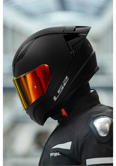 LS2 Rapıd 2 Race Kırmızı Şeffaf Camlı Kask Mat Siyah