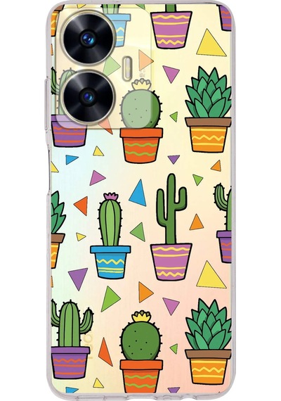 Realme C55 İle Uyumlu Water Color 4 Kamera Korumalı Şeffaf Kılıf Şeffaf