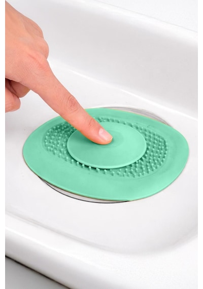 Koyu Mavi Gider Koku Önleyici Kademeli Silikon Lavabo Tıkacı Banyo Mutfak 10x10.5 Cm Yeşil