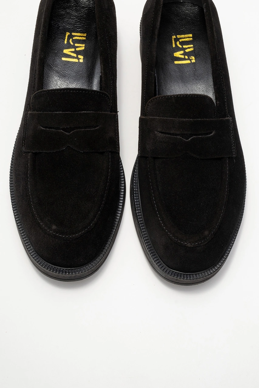 Luvishoes Luvi Shoes Pline Siyah Süet Hakiki Deri Kadın Loafer Ayakkabı SIYAH SUET