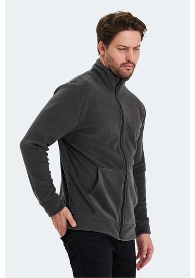 Slazenger Sansa 2 Li Set Erkek Fermuarlı Dik Yaka Cepli Gri - Koyu Gri Polar Gri - Koyu Gri