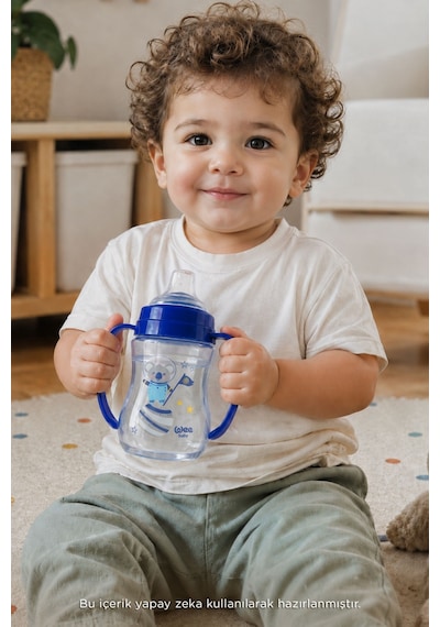 Wee Baby Kulplu Antikolik Akıtmaz Alıştırma Bardağı 250 ML Mavi