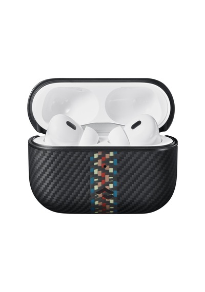 Apple Uyumlu AirPods Pro Kılıf Magsafe Özellikli 600d Aramid Fiber Pitaka Orchestra Serisi Rhapsody Siyah-mavi