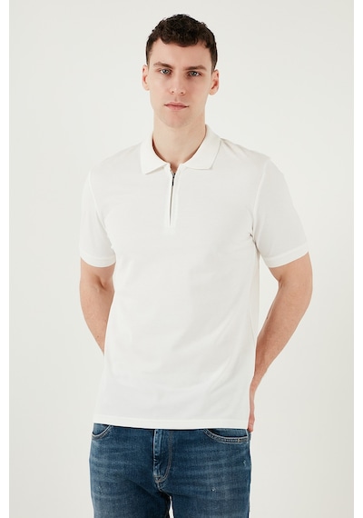 Buratti Pamuklu Regular Fit Yarım Fermuarlı Erkek Polo Yaka T Shirt 5903008 Beyaz