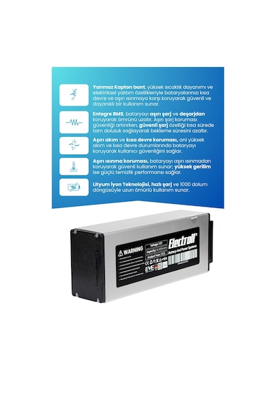 Electroll Torque Uyumlu Batarya Eko Kapasite 48v 10.000 Mah Elektrikli Scooter Bataryası