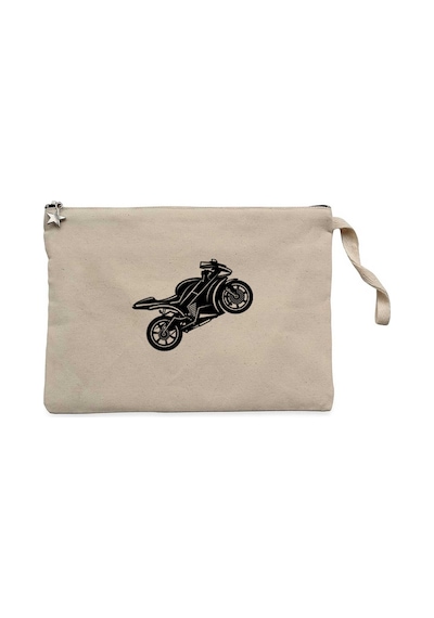 Motosiklet Siluet Siyah Clutch Astarlı Cüzdan / El Çantası Siyah