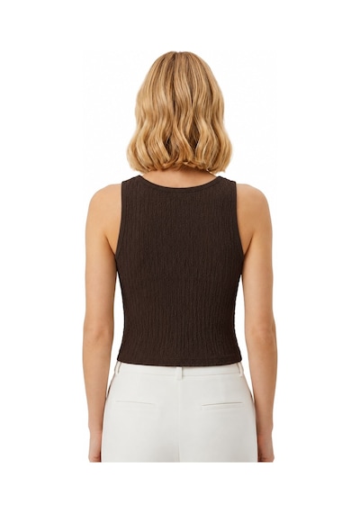 Cottonhıll Premium - Tide Collection Kahverengi Bisiklet Yaka Bürümcük Dokulu Kolsuz Kadın Crop Bluz Cottonhıll Premium - Tide Collection Kahverengi Bisiklet Yaka Bürümcük Dokulu Kolsuz Kadın Crop Bluz