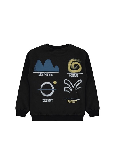 Silversun Kids Silversun Ocean Baskılı 8-13 Yaş Sweatshirt - Siyah