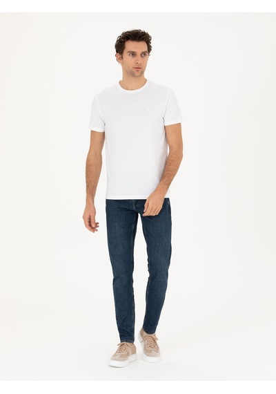 Beyaz Slim Fit Bisiklet Yaka T-shirt 15841036
