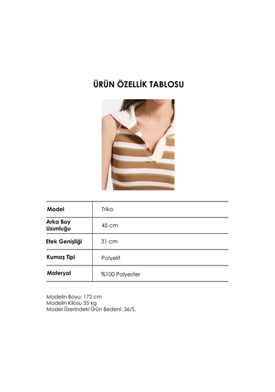 Kadın Kahve Bej S6-98 Crop Fit Polo Yaka İnce Yazlık Triko Body