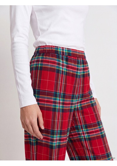 Lcw Dream Lacivert Ekose Desenli Kadın Polar Pijama Alt