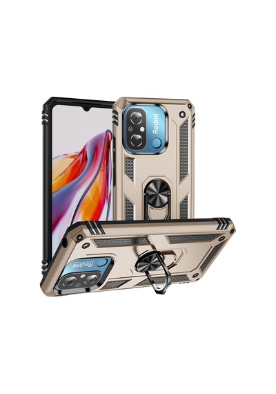 Uryport Xiaomi Redmi 12c Kılıf Sofya Yüzüklü Silikon Kapak - Gold