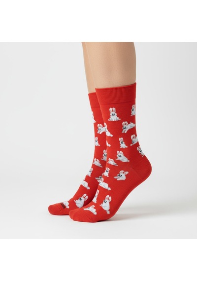 Gost Liria Rabbit Socks Desenli Unisex Soket Çorap Kırmızı
