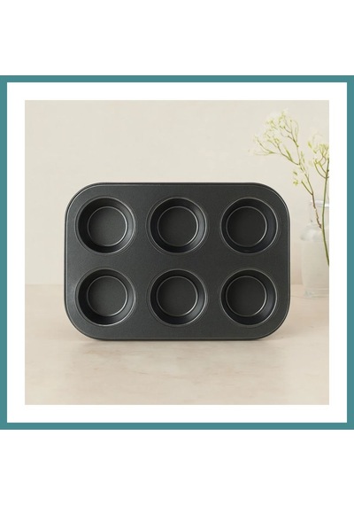Trendexa 6 Gözlü Siyah Metal Muffin Kalıbı Mac