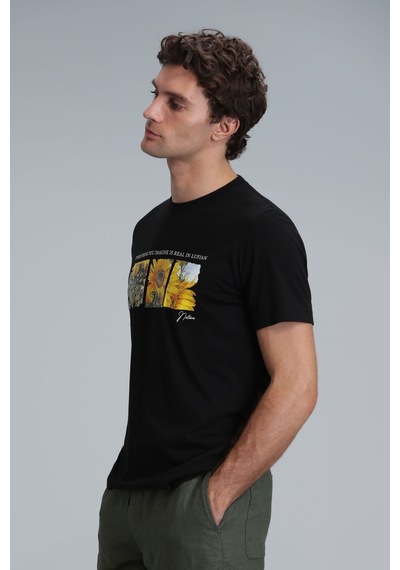 Lufian Erkek June Modern Grafik T-shirt 111020192 Siyah