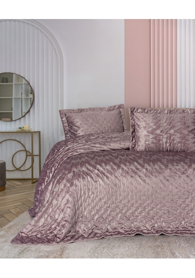 Cotton Box Smart Çift Kişilik Yatak Örtüsü Kadife Varaklı Luz Pudra