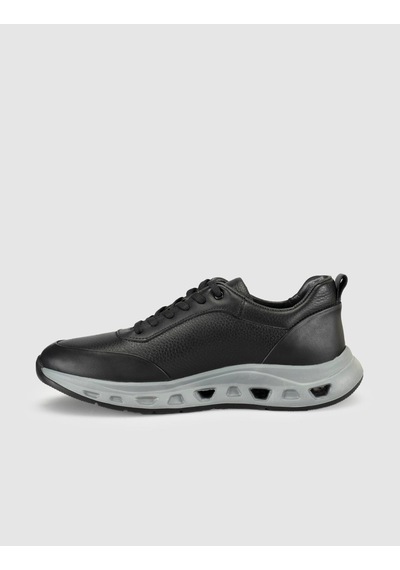 Cabani Hakiki Deri Erkek Hafif Taban Sneaker Ayakkabı Siyah