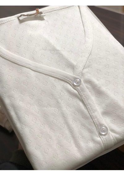 Seamlife Kadın %100 Pamuk Önü Düğmeli Kısa Kollu Pijama Takımı Ekru