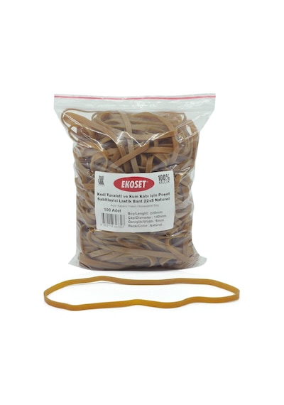 Kedi Tuvaleti İçin Poşet Sabitleyici Lastik 22X5 Naturel 100 Adet