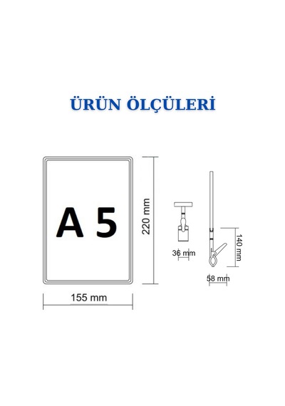4adet Sarılacivert A5 Mandallı Sepet Etiketi Çerçeveli Etiketlik Sarı Lacivert