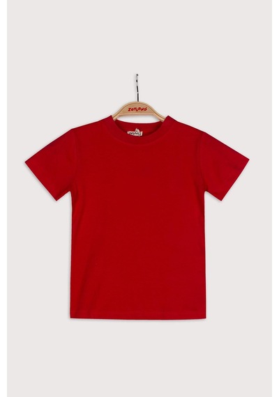 Zeyland Unisex Çocuk Kısa Kollu Basic T-shirt - Kırmızı KIrmızı