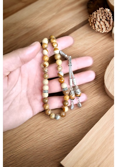 Odun Jasper 33'lük 8 Mm Doğal Taş Tesbih Odun Jasper Odun Jasper