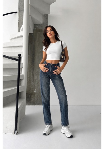 Kene Jeans Bacak Taşlı Mom Jeans Yeşil Tint