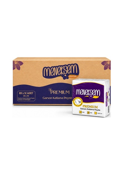 Menekşem Garson Peçete 33x33 Cm Premium 2 Katlı, 80 Li 12 Paket, 960 Adet