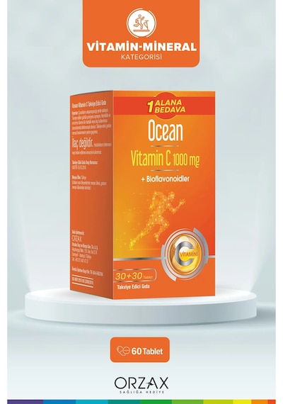 Ocean Vitamin C 1000 Mg Takviye Edici Gıda 2 x 30 Tablet