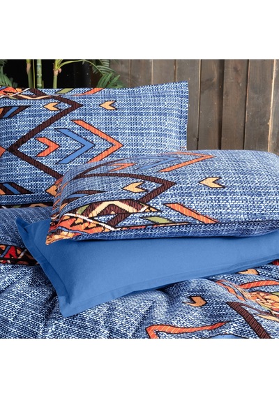 Yakut King Size Battal Boy %100 Pamuk Flanel Pazen Nevresim Takımı Mavi MAVI