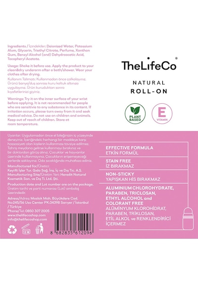 The Lifeco Cherish Kadın Roll-On Deodorant 2 x 60 ML