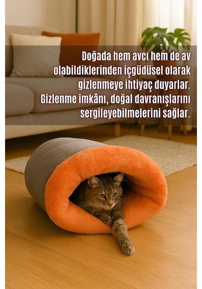 Modern Kedi Ve Köpek Mağara Yatağı, 80x60x3 Cm, Sakinleştirici Ve Konforlu, Serin Mat Kılıfı İle Şeftali