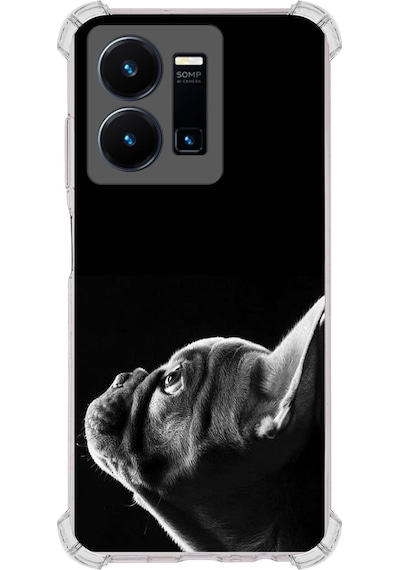 Vivo Y22s Uyumlu Köpek 1 Baskılı Şeffaf Köşe Korumalı Antişok Kılıf