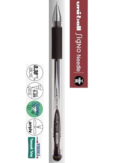 Uniball Signo Needle 0.38 İğne Uçlu Jel Kalem Siyah Üç Adet